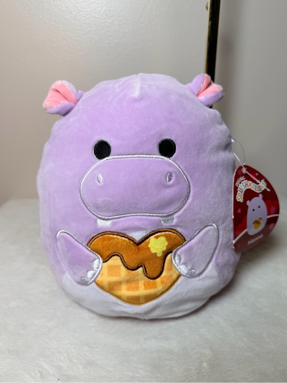 Squishmallow Hanna the Hippo Purple Plush with Heart Waffle 8in